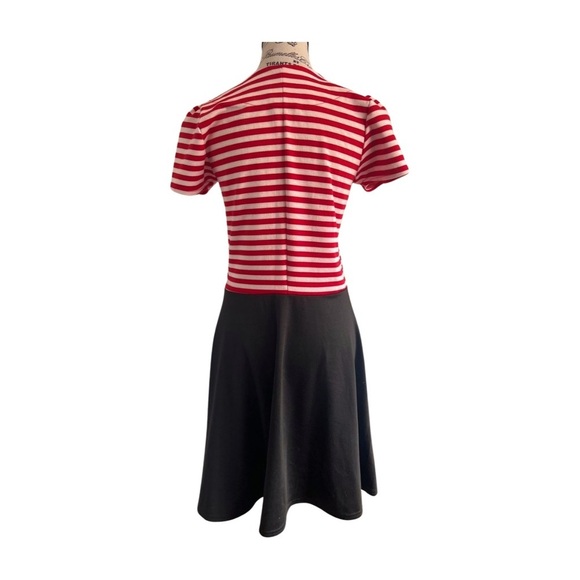 Rock Steady Red & White Striped Mock Neck Dress – Retro Pin-Up Style – Size L - Picture 5 of 6